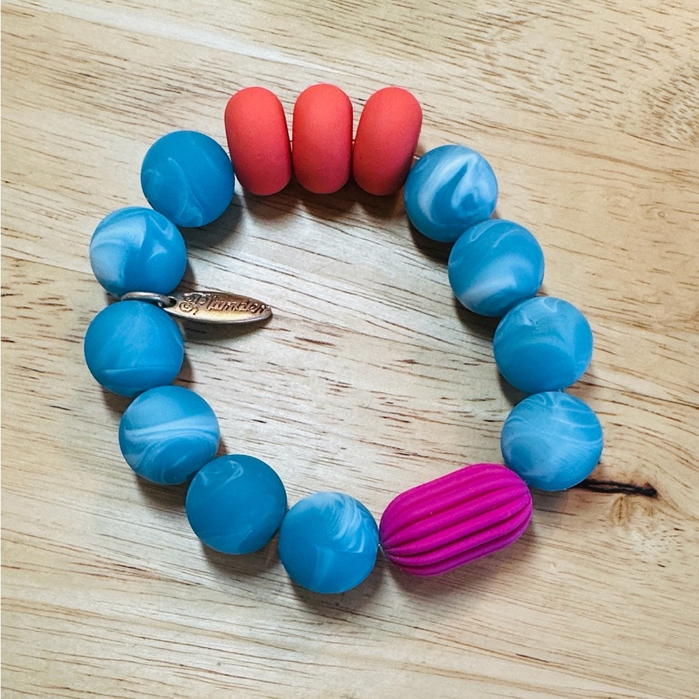 Colorful Plunder Bracelet with Blue, Orange and Pink Beads